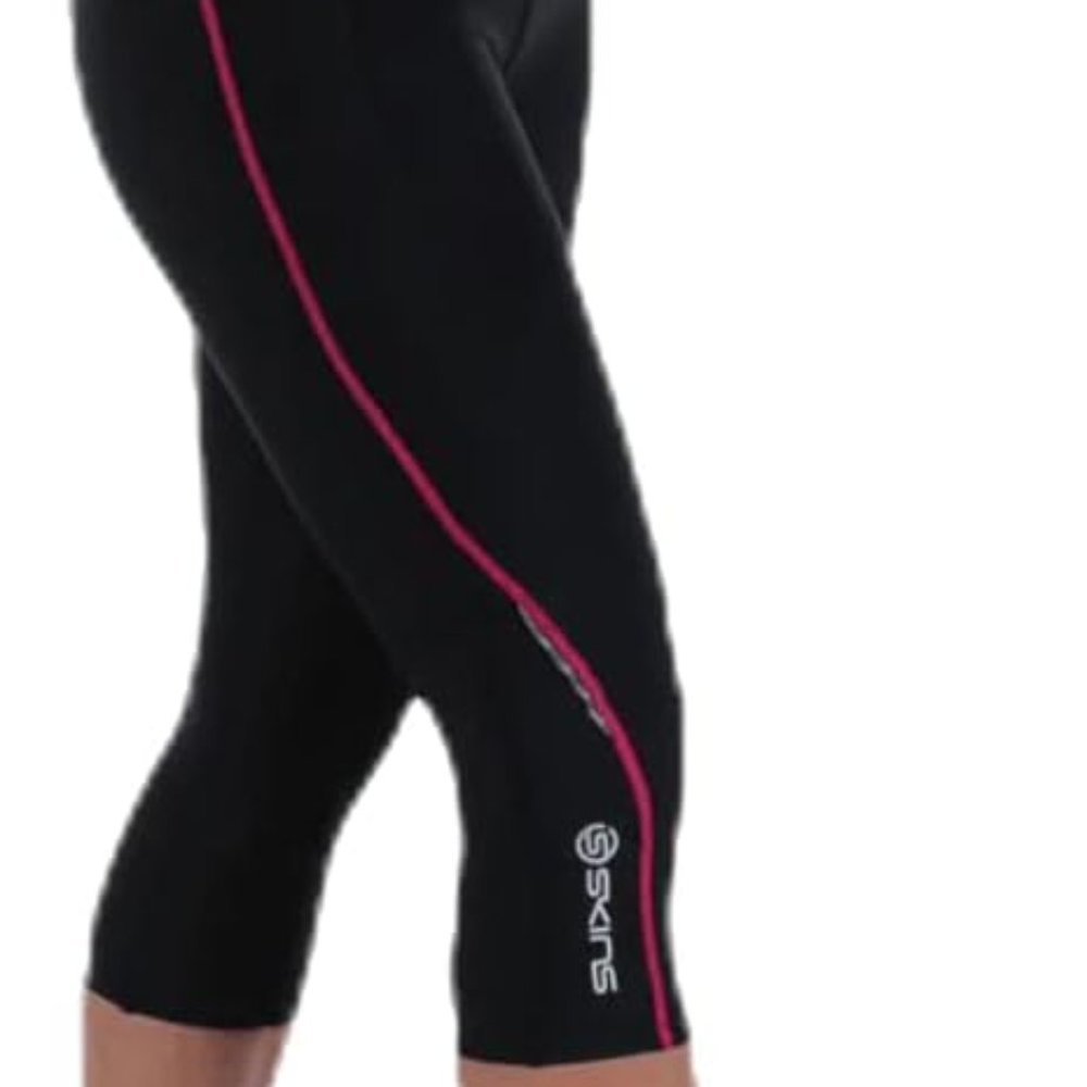 Skin A200 Black Thermal Compression Crop Tights Womens M Hot Pink Edging